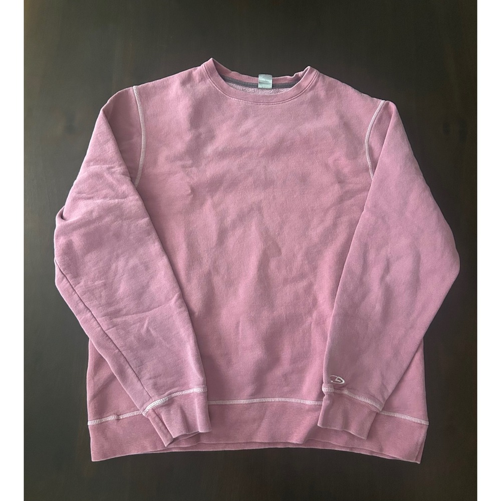 Champion C9 Mens Pink Crewneck Sweatshirt Contrast Stitch Fleece Pullover Medium